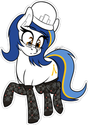 Size: 1049x1481 | Tagged: safe, artist:seafooddinner, derpibooru import, oc, oc only, oc:ulapone, earth pony, pony, clothes, cute, female, glasses, hard hat, hat, raised hoof, raised leg, simple background, sock, socks, solo, transparent background