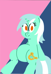 Size: 555x806 | Tagged: safe, artist:realgero, derpibooru import, lyra heartstrings, pony, unicorn, belly, big belly, fat, female, lard-ra heartstrings, looking at you, mare, meme, sitting, sitting lyra, smiling, solo