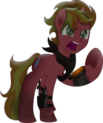 Size: 6342x7543 | Tagged: safe, artist:lincolnbrewsterfan, derpibooru import, oc, oc only, oc:fire brander, pony, unicorn, fallout equestria, my little pony: the movie, .svg available, absurd resolution, angry, bandana, clothes, cute, cute little fangs, fangs, full body, gun, handgun, heart, heart hoof, highlights, holster, hooves, horn, inkscape, logo, looking at you, lore in description, madorable, male, mane, movie accurate, open mouth, owner, pipbuck, pipbuck 3000, pistol, ponified, raider, raised hoof, raised leg, revolution, revolutionist, revolver, scarf, shading, simple background, slit eyes, solo, stallion, stallion oc, standing, straps, striped mane, striped tail, svg, tail, transparent background, two toned mane, two toned tail, underhoof, unicorn oc, vector, wall of tags, weapon, what a lovely pony to meet in the middle of the night, yelling