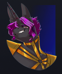 Size: 1346x1624 | Tagged: safe, artist:jeshh, derpibooru import, oc, oc:violet umbral, anthro, unicorn, bust, ear fluff, ears, male, portrait, solo