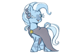 Size: 506x353 | Tagged: safe, artist:mylittlefusions, derpibooru import, trixie, zecora, pony, unicorn, zebra, cape, clothes, ear piercing, earring, fusion, jewelry, missing horn, one eye closed, piercing, simple background, stripes, tail, white background, wink