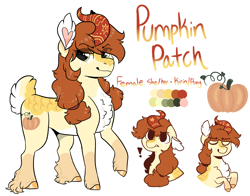 Size: 2607x2049 | Tagged: safe, artist:moccabliss, derpibooru import, oc, oc:pumpkin patch, hybrid, female, interspecies offspring, magical lesbian spawn, offspring, parent:applejack, parent:autumn blaze, parents:autumnjack, simple background, solo, white background