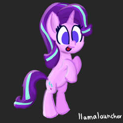 Size: 2160x2160 | Tagged: safe, artist:llamalauncher, derpibooru import, starlight glimmer, pony, unicorn, :p, bipedal, black background, cute, female, glimmerbetes, rearing, simple background, tongue, tongue out