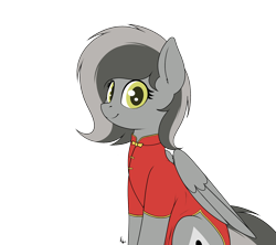 Size: 1800x1600 | Tagged: safe, artist:ponynamedmixtape, derpibooru import, oc, oc only, oc:graeyscale, pegasus, pony, cheongsam, clothes, dress, female, looking at you, mare, side slit, side view, simple background, sitting, smiling, smiling at you, solo, total sideslit, transparent background