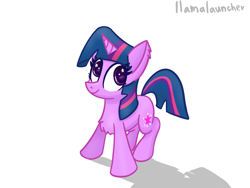 Size: 2160x1620 | Tagged: safe, artist:llamalauncher, derpibooru import, twilight sparkle, unicorn twilight, pony, unicorn, chest fluff, female, simple background, solo, white background