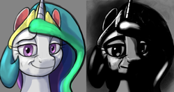 Size: 2110x1112 | Tagged: safe, artist:ciborgen, derpibooru import, princess celestia, alicorn, pony, bust, female, meme, mr. incredible, mr. incredible becoming uncanny, ponified, ponified meme, portrait, solo