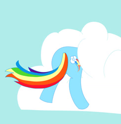 Size: 1280x1306 | Tagged: safe, artist:pi, derpibooru import, rainbow dash, pegasus, butt, buttstuck, cloud, crash, female, mare, plot, rainbow crash, rainbutt dash, solo, stuck