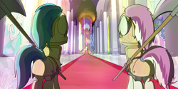 Size: 6000x3000 | Tagged: safe, artist:flaremoon, derpibooru import, princess celestia, princess luna, oc, oc:mercury haze, unicorn, armor, canterlot, canterlot castle, female, guard, guardsmare, mare, royal guard, throne room