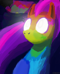 Size: 1300x1600 | Tagged: safe, artist:ciborgen, derpibooru import, oc, oc only, pony, abstract, glowing, glowing eyes, solo