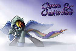 Size: 1920x1280 | Tagged: safe, artist:ciborgen, derpibooru import, rainbow dash, pegasus, pony, assassin's creed, clothes, crossover, dungeons and dragons, female, ogres and oubliettes, solo, spread wings, wings