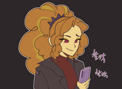 Size: 640x470 | Tagged: safe, artist:eopo, derpibooru import, adagio dazzle, equestria girls, black background, cellphone, clothes, coat, cute, female, phone, simple background, smartphone, solo, sweater