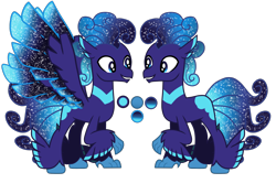 Size: 1700x1200 | Tagged: safe, artist:galeemlightseraphim, derpibooru import, oc, oc only, classical hippogriff, hippogriff, duo, ethereal mane, male, simple background, starry mane, transparent background, wings
