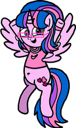 Size: 3248x5414 | Tagged: safe, artist:mrstheartist, oc, oc only, oc:hsu amity, alicorn, pony, absurd resolution, awww, belly button, cute, cutie mark, female, feral, flying, fur, glasses, hair, hasbro, hooves in air, horn, mammal, ocbetes, pink body, pink fur, simple background, solo, solo female, tail, transparent background, wings