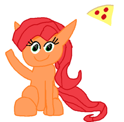 Size: 504x495 | Tagged: safe, artist:thegamerpainter, derpibooru import, oc, oc only, oc:pizzaslice, earth pony, pony, simple background, sitting, solo, white background