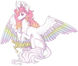 Size: 2825x2404 | Tagged: safe, artist:sleepy-nova, derpibooru import, oc, oc:rose, alicorn, pony, cloven hooves, colored wings, female, mare, multicolored wings, simple background, solo, transparent background, wings