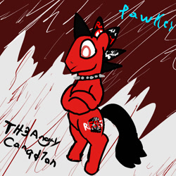 Size: 1000x1000 | Tagged: safe, artist:pawker, derpibooru import, oc, oc:theangrycanad1an, earth pony, jewelry, male, necklace, red, red eyes, swamp cinema