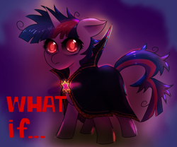 Size: 1197x996 | Tagged: safe, artist:p+e-n, derpibooru import, twilight sparkle, alicorn, pony, clothes, costume, element of magic, female, looking at you, mare, marvel, red eyes, solo, what if