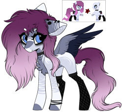 Size: 1603x1465 | Tagged: safe, artist:beamybutt, derpibooru import, oc, oc only, pegasus, pony, base used, bracelet, chest fluff, choker, clothes, eyelashes, female, jewelry, mare, pegasus oc, simple background, socks, transparent background, wings