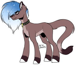 Size: 2263x1942 | Tagged: safe, artist:beamybutt, derpibooru import, oc, oc only, earth pony, pony, base used, collar, colored hooves, earth pony oc, ethereal mane, male, simple background, smiling, solo, stallion, starry mane, transparent background