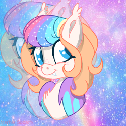 Size: 768x768 | Tagged: safe, artist:awoomarblesoda, derpibooru import, oc, oc only, bat pony, pony, bat pony oc, bat wings, bust, ethereal mane, starry mane, stars, wings, zoom layer