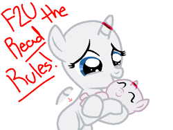 Size: 480x360 | Tagged: safe, artist:awoomarblesoda, derpibooru import, oc, oc only, pony, bald, base, duo, eyelashes, female, filly, foal, holding a pony, mare, simple background, smiling, white background