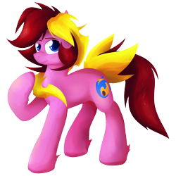 Size: 1200x1200 | Tagged: safe, artist:stec-corduroyroad, derpibooru exclusive, derpibooru import, oc, oc only, oc:corduroy road, earth pony, 2022 community collab, derpibooru community collaboration, happy, looking at you, male, pink, raised hoof, raised leg, simple background, smiling, solo, stallion, transparent background