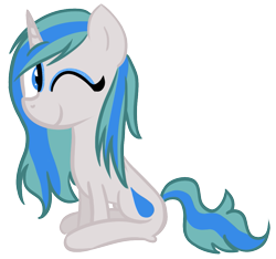 Size: 963x900 | Tagged: safe, artist:technoponywardrobe, derpibooru exclusive, derpibooru import, oc, oc only, oc:charity seashell, pony, unicorn, 2022 community collab, blue eyes, clip studio paint, cute, derpibooru community collaboration, eyelashes, eyeshadow, female, full body, horn, looking at you, makeup, one eye closed, simple background, sitting, smiling, smiling at you, solo, tail, transparent background, two toned mane, two toned tail, unicorn oc, water droplet, wink, winking at you
