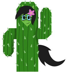 Size: 1500x1600 | Tagged: safe, artist:b-cacto, derpibooru import, oc, oc:prickly pears, 2022 community collab, cactus, clothes, costume, derpibooru community collaboration, flower, flower in hair, glasses, looking at you, mole, simple background, solo, transparent background