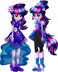 Size: 473x591 | Tagged: safe, artist:mairu-doggy, derpibooru import, twilight sparkle, equestria girls, legend of everfree, boots, caption, clothes swap, crystal guardian, high heel boots, shoes, simple background, text, transparent background