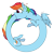 Size: 1250x1250 | Tagged: safe, artist:dacaoo, derpibooru import, rainbow dash, pegasus, pony, alchemy, eating, long pony, ouroboros, simple background, solo, transparent background