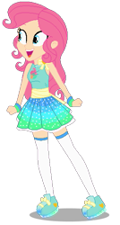 Size: 281x526 | Tagged: safe, alternate version, artist:awoomarblesoda, derpibooru import, oc, oc only, oc:honey cakes, equestria girls, base used, blue eyes, clothes, female, full body, magical lesbian spawn, offspring, open mouth, open smile, parent:fluttershy, parent:pinkie pie, parents:flutterpie, shadow, simple background, smiling, solo, standing, transparent background