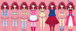 Size: 700x291 | Tagged: safe, artist:roseprincessmitia, derpibooru import, pinkie pie, human, boots, breasts, clothes, dress, female, high heel boots, humanized, kisekae, shoes, solo