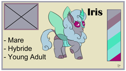 Size: 1192x670 | Tagged: safe, artist:schumette14, derpibooru import, oc, oc:iris, changeling, hybrid, kirin, interspecies offspring, next generation, offspring, parent:pharynx, parent:rain shine, parents:phashine, parents:rainrynx, rule 63