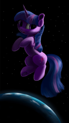 Size: 2250x4000 | Tagged: safe, artist:flusanix, derpibooru import, twilight sparkle, unicorn twilight, pony, unicorn, earth, solo, space, stars