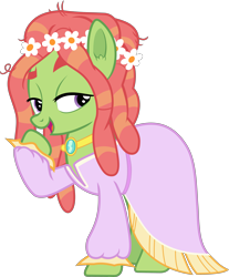 Size: 3313x4000 | Tagged: safe, artist:frownfactory, derpibooru import, tree hugger, earth pony, make new friends but keep discord, clothes, dress, female, floral head wreath, flower, jewelry, mare, necklace, simple background, solo, transparent background, vector