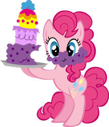 Size: 2270x2642 | Tagged: safe, artist:ernestboy, derpibooru import, pinkie pie, earth pony, pony, bipedal, cake, female, food, looking at you, simple background, transparent background, vector