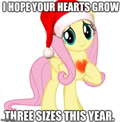 Size: 500x500 | Tagged: safe, derpibooru import, fluttershy, christmas, cute, happy hearth's warming, holiday, imgflip, merry christmas, shyabetes, the grinch