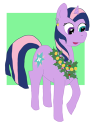 Size: 1200x1600 | Tagged: safe, artist:beautifulhorseme, derpibooru import, fluttershy, twilight sparkle, pony, unicorn, fusion, happy, potara, solo, we have become one, wreath