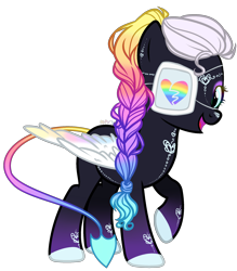 Size: 2100x2400 | Tagged: safe, artist:kyannepopys, derpibooru import, oc, oc only, pegasus, pony, base used, braid, colored hooves, eyelashes, eyepatch, female, mare, pegasus oc, raised hoof, raised leg, simple background, solo, tattoo, transparent background, wings