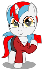 Size: 2220x3660 | Tagged: safe, artist:strategypony, derpibooru import, oc, oc only, oc:audina puzzle, pony, unicorn, card, challenge, clothes, ddakji, female, filly, foal, glasses, high res, horn, it's a trap, looking at you, paper, shadow, simple background, skirt, smiling, smiling at you, solo, squid game, suit, transparent background, unicorn oc