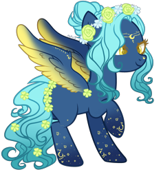 Size: 3000x3200 | Tagged: safe, artist:kyannepopys, derpibooru import, oc, oc only, pegasus, pony, base used, eyelashes, female, floral head wreath, flower, mare, pegasus oc, raised hoof, raised leg, simple background, smiling, solo, tattoo, transparent background