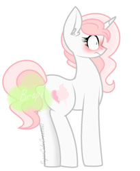 Size: 810x986 | Tagged: safe, artist:sugarcubecreationz, derpibooru import, oc, oc:sweetheart, pony, unicorn, blushing, butt, embarrassed, fart, fart cloud, fart noise, female, mare, onomatopoeia, plot, solo, sound effects