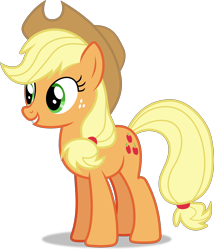 Size: 4990x5821 | Tagged: safe, artist:t.s. lightner, derpibooru import, applejack, earth pony, pony, the mane attraction, .svg available, absurd resolution, applejack's hat, clothes, cowboy hat, female, hat, mare, simple background, smiling, solo, standing, svg, transparent background, vector