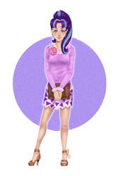 Size: 1200x1800 | Tagged: safe, artist:nifka22-02, derpibooru import, starlight glimmer, human, blouse, book, brooch, clothes, female, flower, high heels, humanized, jewelry, looking at you, sandals, shoes, simple background, skirt, solo, toes, transparent background