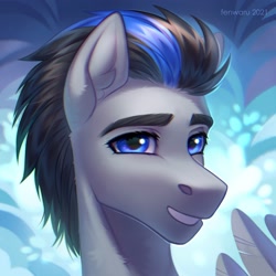 Size: 2000x2000 | Tagged: safe, artist:fenwaru, derpibooru import, oc, oc only, pegasus, pony, bust, portrait, smiling, solo