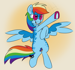 Size: 956x899 | Tagged: safe, artist:sallindaemon, derpibooru import, rainbow dash, pony, alternate design, solo