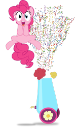 Size: 1883x3185 | Tagged: safe, artist:emedina13, derpibooru import, pinkie pie, earth pony, pony, confetti, party cannon, simple background, transparent background, vector