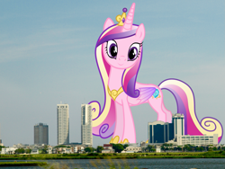 Size: 1657x1243 | Tagged: safe, artist:90sigma, derpibooru import, princess cadance, alicorn, pony, atlantic city, crown, female, giant alicorn, giant cadance, giant pony, giantess, highrise ponies, irl, jewelry, macro, mare, mega giant, new jersey, photo, ponies in real life, regalia