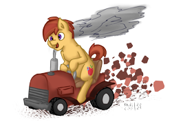 Size: 7016x4961 | Tagged: safe, artist:khaki-cap, derpibooru import, oc, oc only, earth pony, commission, cutie mark, digital art, dirt, earth pony oc, excited, fast, happy, male, raffle, raffle prize, seat, signature, simple background, smoke, stallion, team fortress 2, tractor, transparent background, twitter link, vehicle, ych result