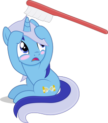 Size: 4573x5196 | Tagged: safe, artist:thatusualguy06, derpibooru import, minuette, pony, unicorn, .svg available, absurd resolution, blush sticker, blushing, cowering, cute, d:, do not want, female, head in hooves, mare, minubetes, open mouth, simple background, sitting, solo, toothbrush, transparent background, vector